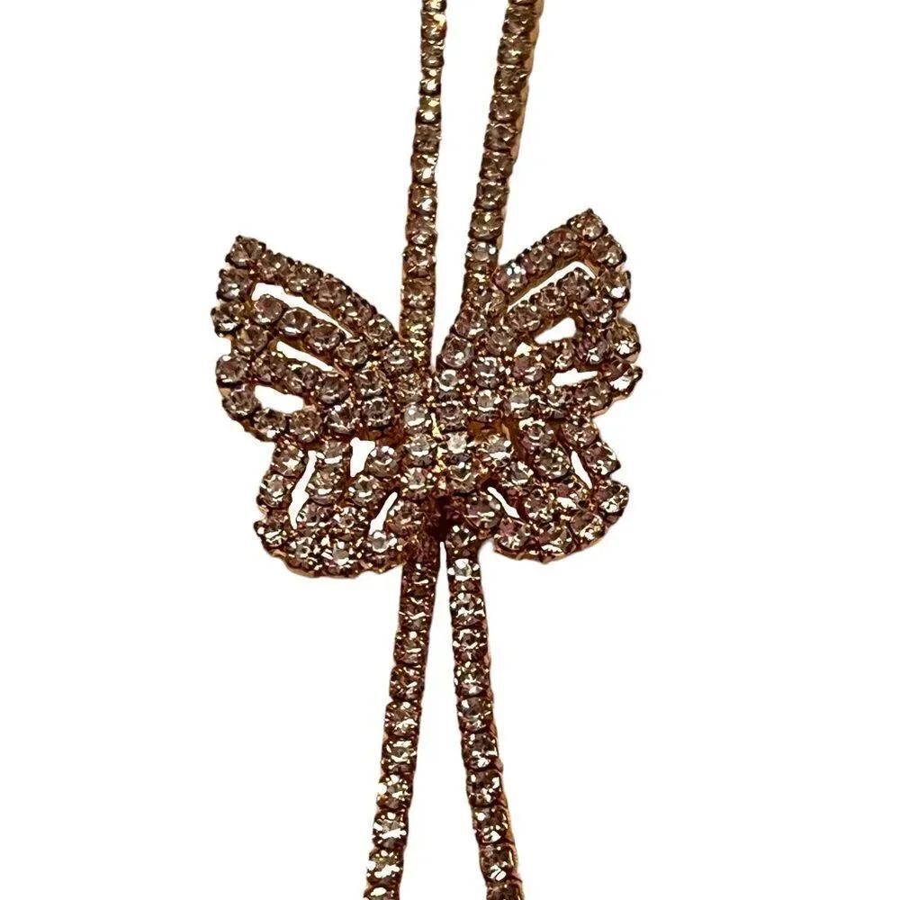⭐️3/$25⭐️ Brand New Rose Gold Tone Rhinestone Butterfly Sliding Necklace